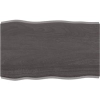 Berkfield Home Table Top Dark Grey 80x50x(2-6) cm Treated Solid Wood Live Edge in Brown