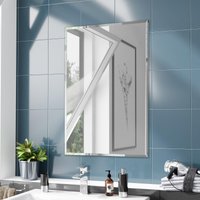 Nes Home Bowen 500 x 700 Straight Corner Bathroom Mirror in Silver