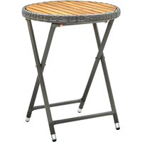 Berkfield Home Tea Table Grey 60 cm Poly Rattan & Solid Acacia Wood