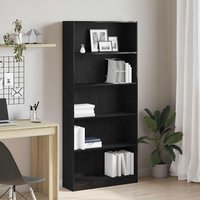Berkfield Home Bookcase Black Oak 80x24x176 cm Engineered Wood in Brown | Size: 80 x 24 x 176 cm