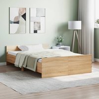 Berkfield Home Bed Frame with Headboard & Footboard Sonoma Oak 120x200 cm in Brown | Size: Small Double