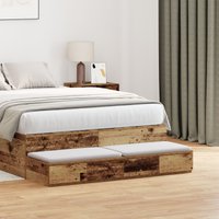 Berkfield Home Bed Drawers Old Wood 120x36, 5x16, 5 cm Engineered Wood in Brown