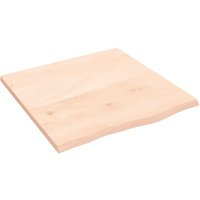 Berkfield Home Wall Shelf 60x60x2 cm Untreated Solid Wood Oak in Brown | Size: 60 x 60 x 2 cm