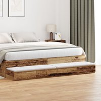 Berkfield Home Bed Drawers Old Wood 180x36.5x16.5 cm Engineered Wood in Brown