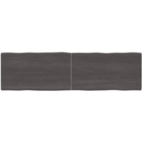Berkfield Home Table Top Dark Grey 180x50x(2-4) cm Treated Solid Wood Live Edge in Brown