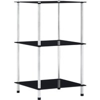 Berkfield Home 3-Tier Shelf Black 40x40x67 cm Tempered Glass | Size: 40 x 40 x 67 cm