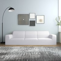 Berkfield Home 4-Seater Stretch Couch Slipcover White Polyester Jersey