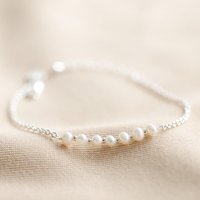 Lisa Angel Women's Silver Chain Freshwater Pearl Beaded Bracelet