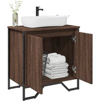 Berkfield Home Bathroom Sink Cabinet Brown Oak 60x35x60 cm Engineered Wood | Size: 60 x 35 x 60 cm