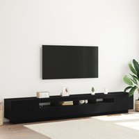 Berkfield Home TV Stand with LED Lights - Black Oak, 260x35x40 cm, Made of Engineered Wood | Size: 260 x 35 x 40 cm