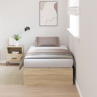 Berkfield Home Storage Bed Frame Sonoma Oak 90x190 cm in Beige