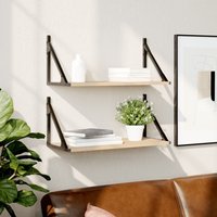 Berkfield Home Wall Shelves 2 pcs Sonoma Oak 60x25x25.5 cm Engineered wood in Brown