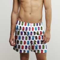 CLAUDIO LUGLI Pepsi Can Pin Up Cotton Poplin Print Boxer Shorts in White | Size: Large