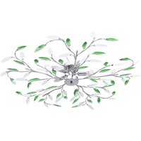 Berkfield Home Ceiling Lamp with Acrylic Crystal Leaf Arms for 5 E14 Bulbs Green