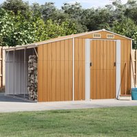 Berkfield Home Garden Shed Light Brown 277x279x179 cm Galvanised Steel | Size: 277 x 279 x 179 cm