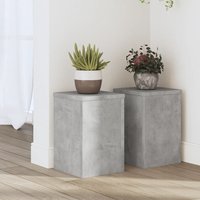 Berkfield Home Plant Stands 2 pcs Concrete Grey 20x20x30 cm Engineered Wood | Size: 20 x 20 x 30 cm