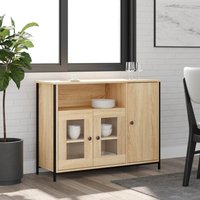 Berkfield Home Sideboard Sonoma Oak 100x35x75 cm Engineered Wood in Brown | Size: 100 x 35 x 75 cm