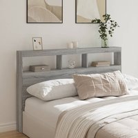 Berkfield Home Headboard Cabinet with LED Grey Sonoma 160x17x102 cm | Size: 160 x 17 x 102 cm