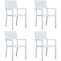Berkfield Home Garden Chairs 4 pcs White HDPE Wood Look