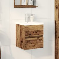 Berkfield Home Sink Cabinet with Built-in Basin Black Oak Engineered Wood, Sink Cabinet Old Wood 41x38.5x45 cm Engineered Wood in Brown