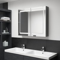 Berkfield Home LED Bathroom Mirror Cabinet Shining Grey 80x12x68 cm | Size: 80 x 12 x 68 cm