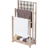 Costway Freestanding 3-tier Wood Towel Rack Bathroom Towel Drying Stand in Natural