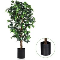 Costway 180cm Ficus Tree Artificial Plant Decorative Plant Artificial Tree Houseplant in Green