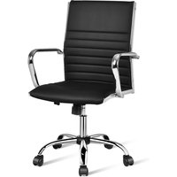 Costway Executive Office Chair Ergonomic High Back PU Leather Swivel Computer Desk Chair in Black