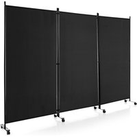 3 Panel Room Divider on Wheels Rolling Privacy Screens Portable Freestanding
