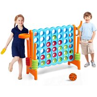 Costway Giant 4 in A Row Jumbo 4-to-Score Chess Set Large Family Indoor Outdoor Game Toy in Blue
