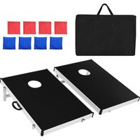 Costway Bean Bag Toss Portable Professional Cornhole Game Set 8 Bean Bags 2 Play Boards in Black