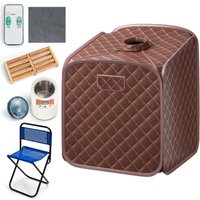 Costway Steam sauna with 1000W steam generator & remote control in Brown