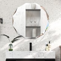 Costway Wall Mounted Silver Polished Mirror Frameless Bathroom Vanity Mirror Makeup Mirror in Clear