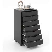 Costway Modern 7-Drawer Chest Mobile Lateral Filing Cabinet Home Office Storage Cabinet in Black