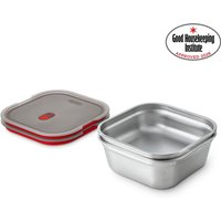 Black + Blum Set of 2 Steel Food Box Large 1200ml - Grey & Red