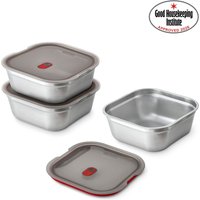 Black + Blum Set of 3 Steel Food Box Small 600ml- Grey & Red