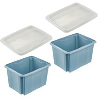 Keeeper Blue Turn Around Stacking Box 30 Litre With Lid - Set Of 2