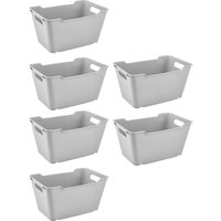 Keeeper Set of 6 Lifestyle Storage Box 12L Textured Surface - Nordic Grey