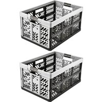 Keeeper Set of 2 Extra Strong Folding Box 45 Litre with Soft-Touch Handles - Light Grey
