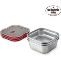 Black + Blum Set of 3 Steel Food Box Large 1200ml - Grey & Red