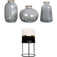 Portico Designs Ltd The Urban Gardener Set of 3 Bud Vases & Small Ceramic Plant Pot with Stand