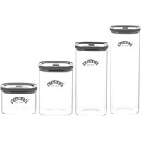 Kilner Set of 4 Fresh Storage Square Glass Jars with Silicone Lids - Clear