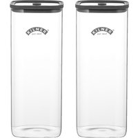 Kilner Set of 2 Fresh Storage Square Glass Jar 3.5 Litre with Silicone Lid - Clear