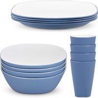 Bayside Blue Pool 12 Piece Two Tone Picnic Tableware Set