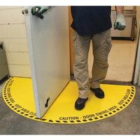 Accuform DFS204 32"" x 64"" Swing Door Floor Sign: Half Circle Red Adhesive Backed Vinyl