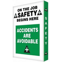 Accuform EDP212 Visual Edge Motivational Graphic Style Sign: On The Job Safety Begins Here - Accidents Are Avoidable