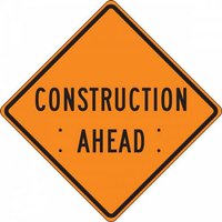 “36" x 36" Reflective Vinyl Roll-Up Construction Sign with Legend: "Construction Ahead"“