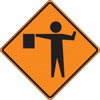 “36" x 36" Diamond Grade Roll-Up Construction Sign with Symbol: "Flagger"“