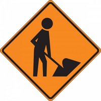 “36" x 36" Diamond Grade Roll-Up Construction Sign with Symbol: "Workers"“