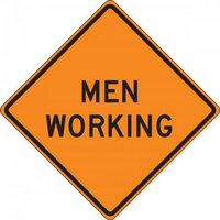 “36" x 36" Reflective Vinyl Roll-Up Construction Sign with Legend: "Men Working"“